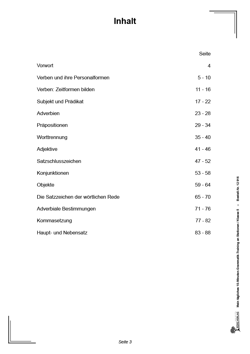 Mein tägliches 10-Minuten-Grammatik-Training an Stationen / Klasse 5