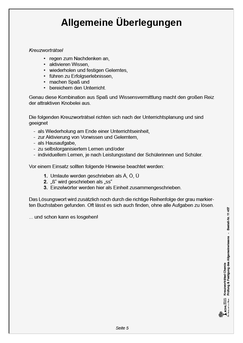 Kreuzworträtsel Chemie