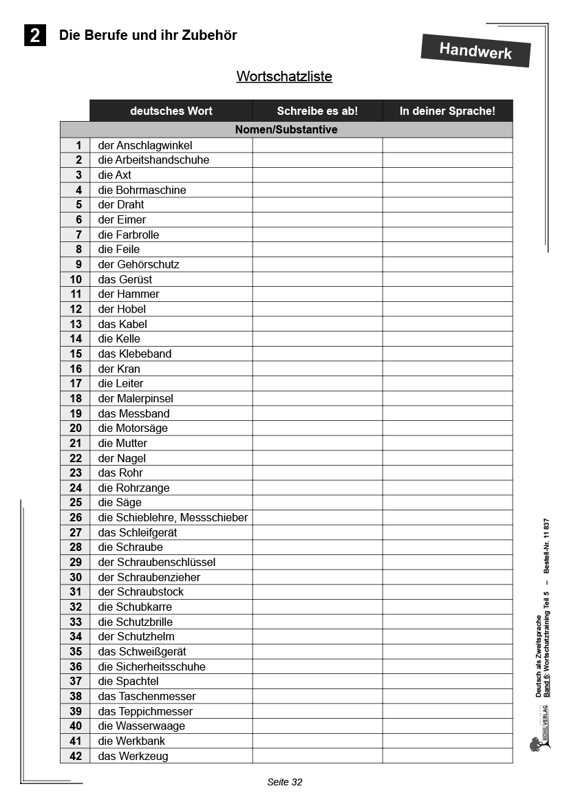 Deutsch als Zweitsprache in Vorbereitungsklassen VI