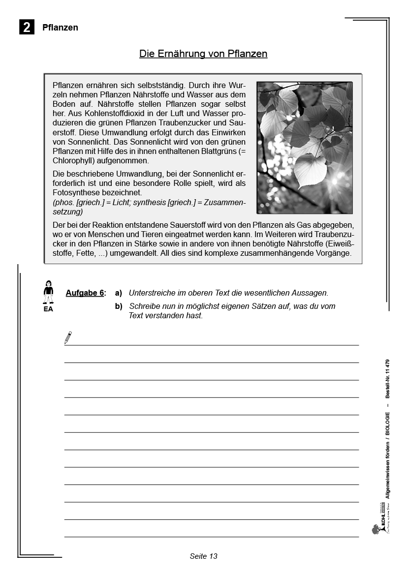 Allgemeinwissen fördern BIOLOGIE Allgemeinwissen fördern BIOLOGIE