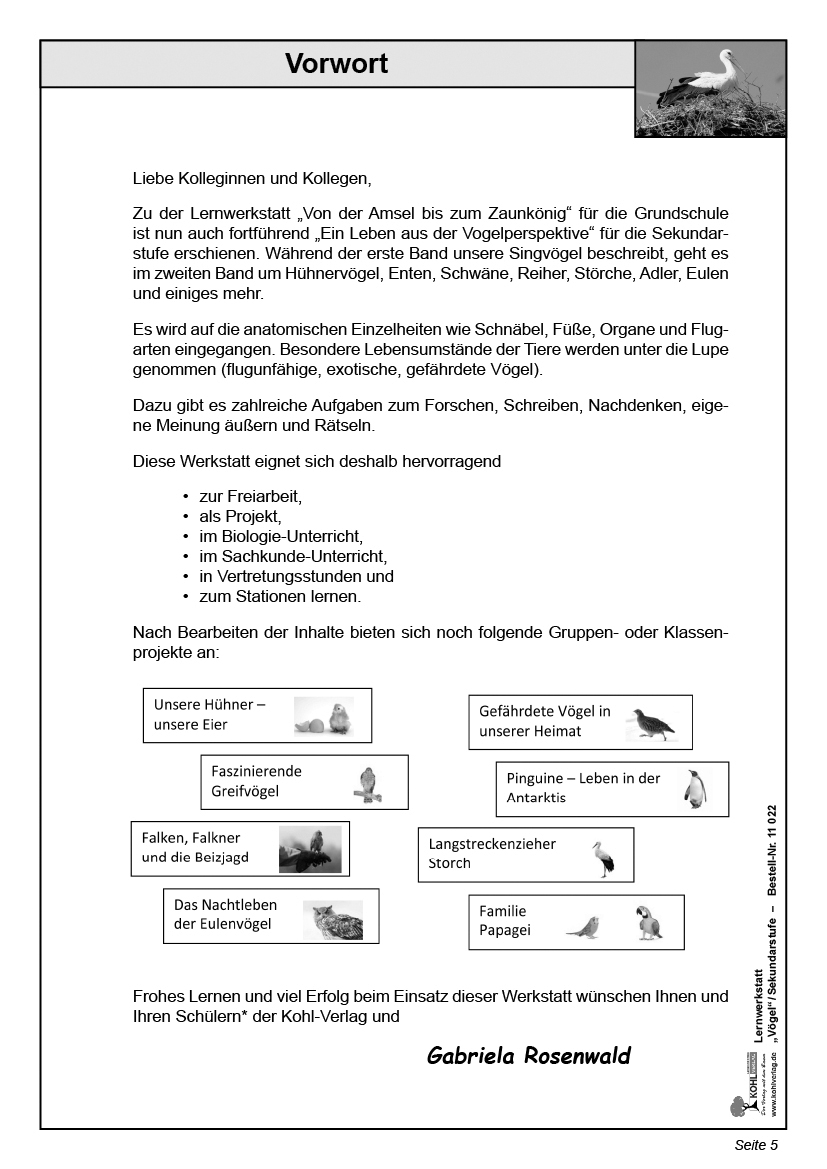 Lernwerkstatt Vögel / SEK