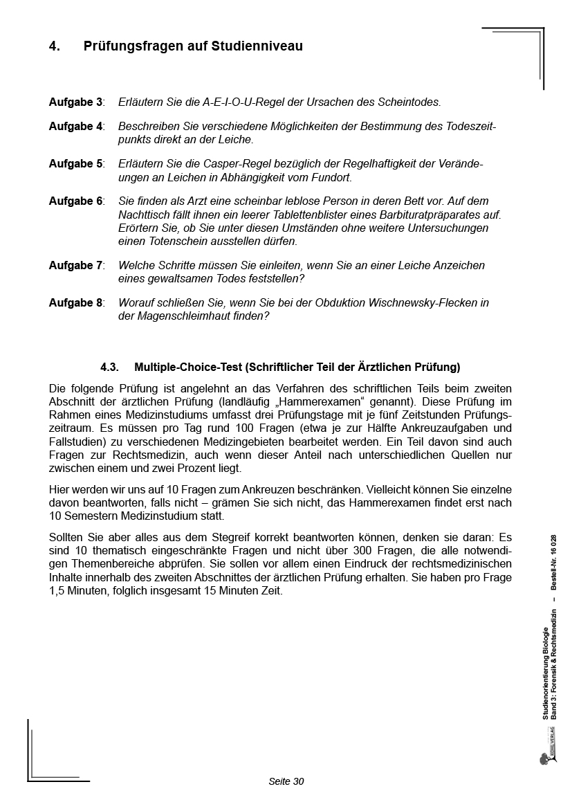 Studienorientierung Biologie - Band 3: Forensik & Rechtsmedizin