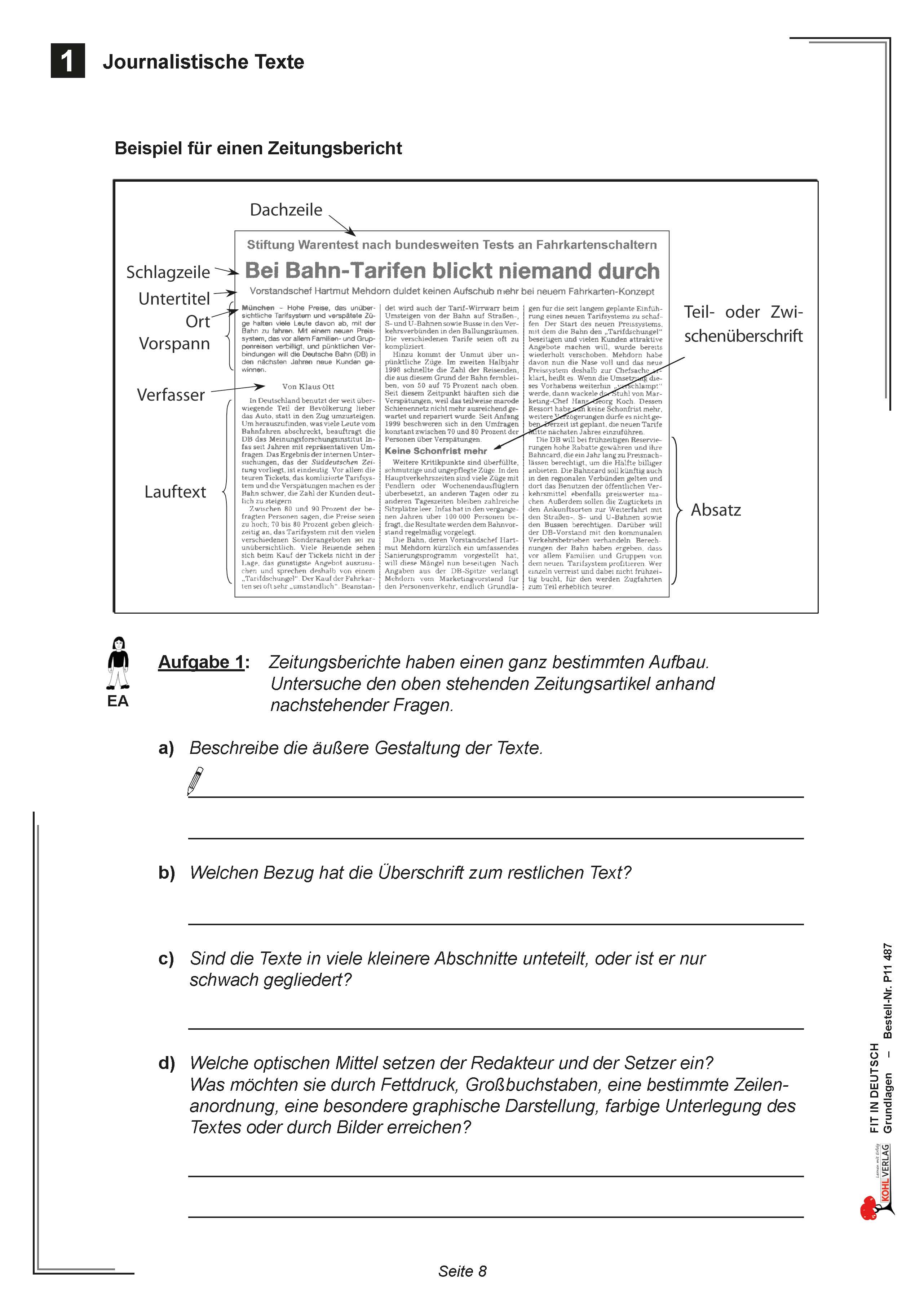 Fit in Deutsch - Grundlagen: Journalistische Texte