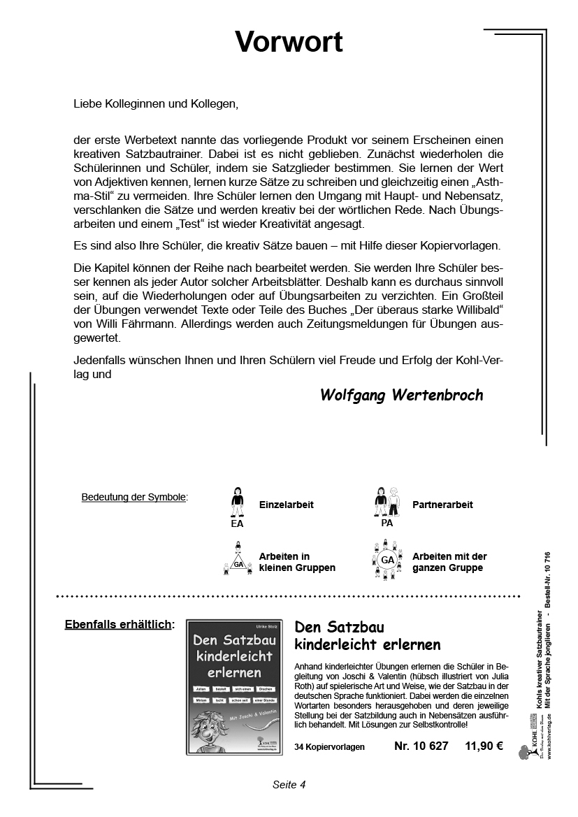 Kohls kreativer Satzbautrainer / Sekundarstufe Mit der deutschen