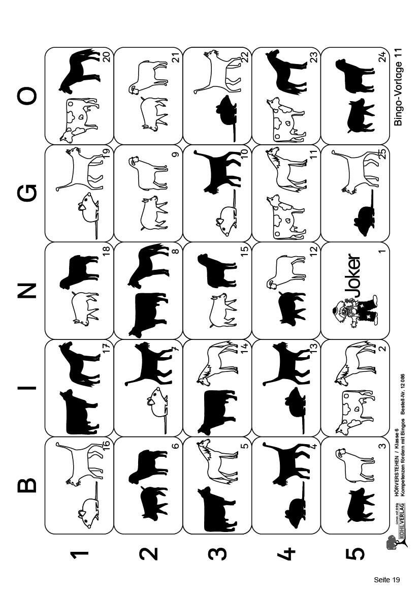 Hörverstehen-Bingo / Klasse 6