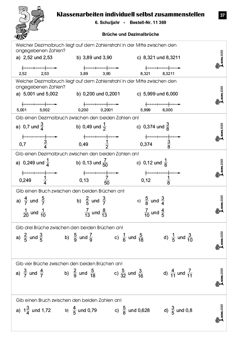 Klassenarbeiten MATHE / Klasse 6