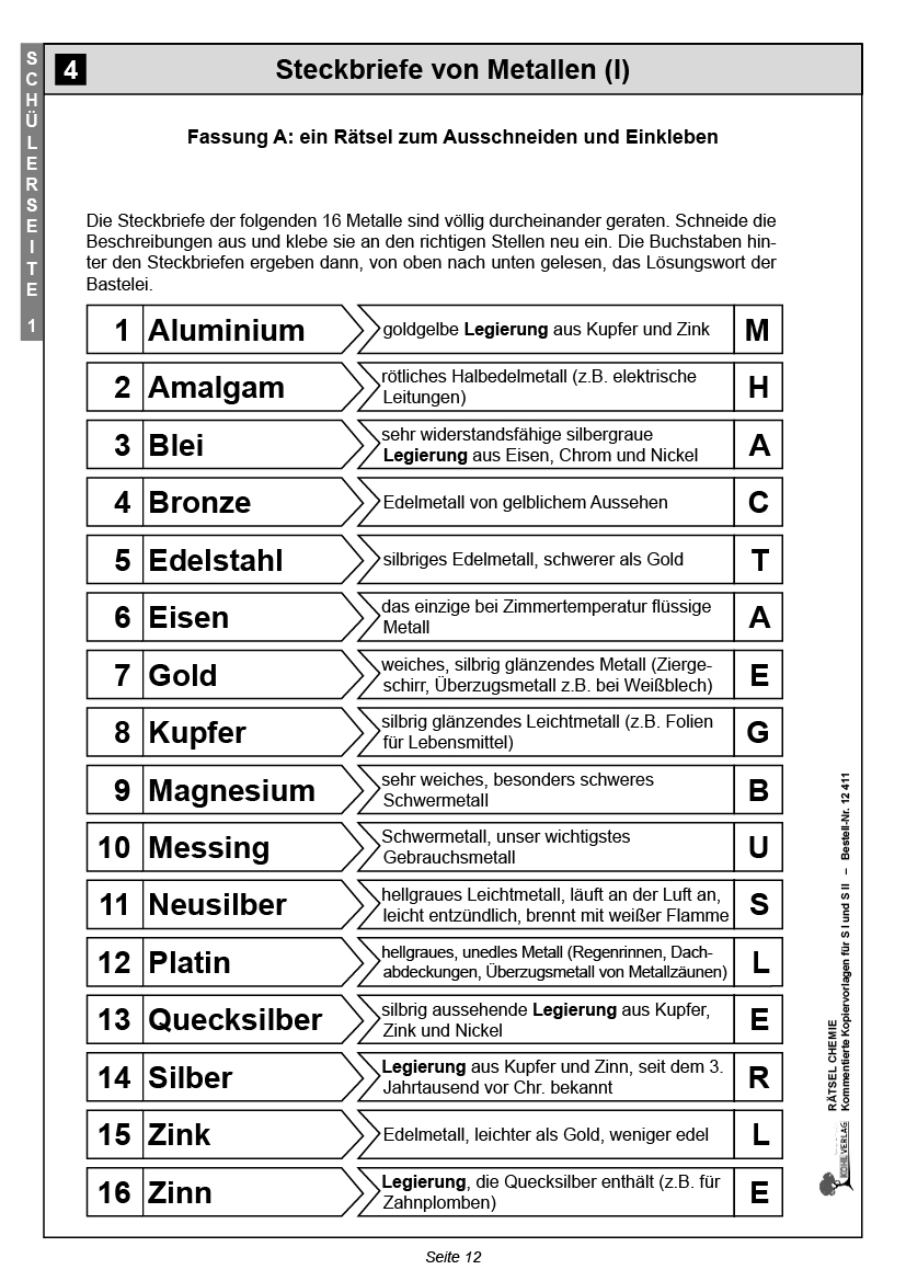 ratsel chemie ratselhaftes aus der chemie zur wiederholung und vertiefung print 12411
