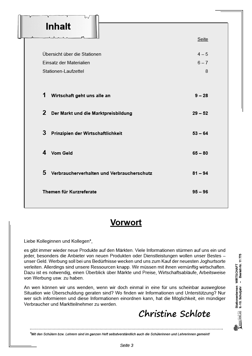 Stationenlernen Wirtschaft / Klasse 9-10