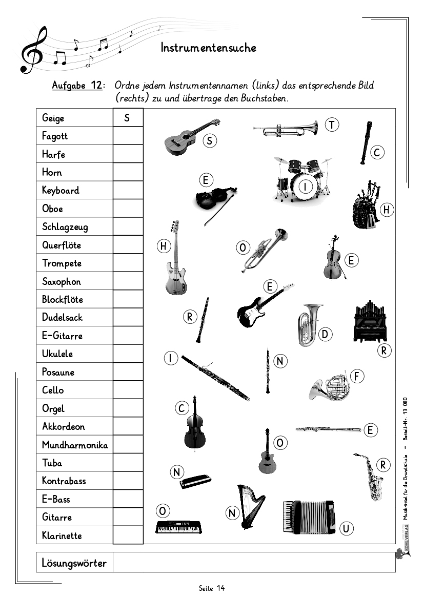 Musik-Rätsel für die Grundschule
