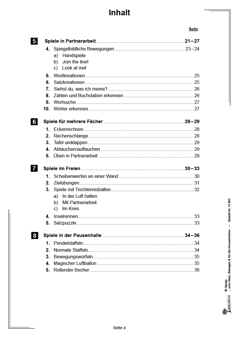 50 Spiele zum Üben, Bewegen und für die Konzentration