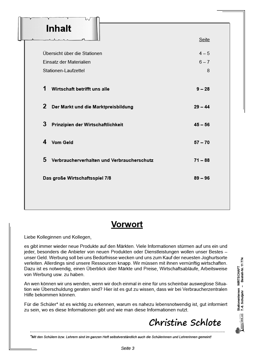 Stationenlernen Wirtschaft / Klasse 7-8