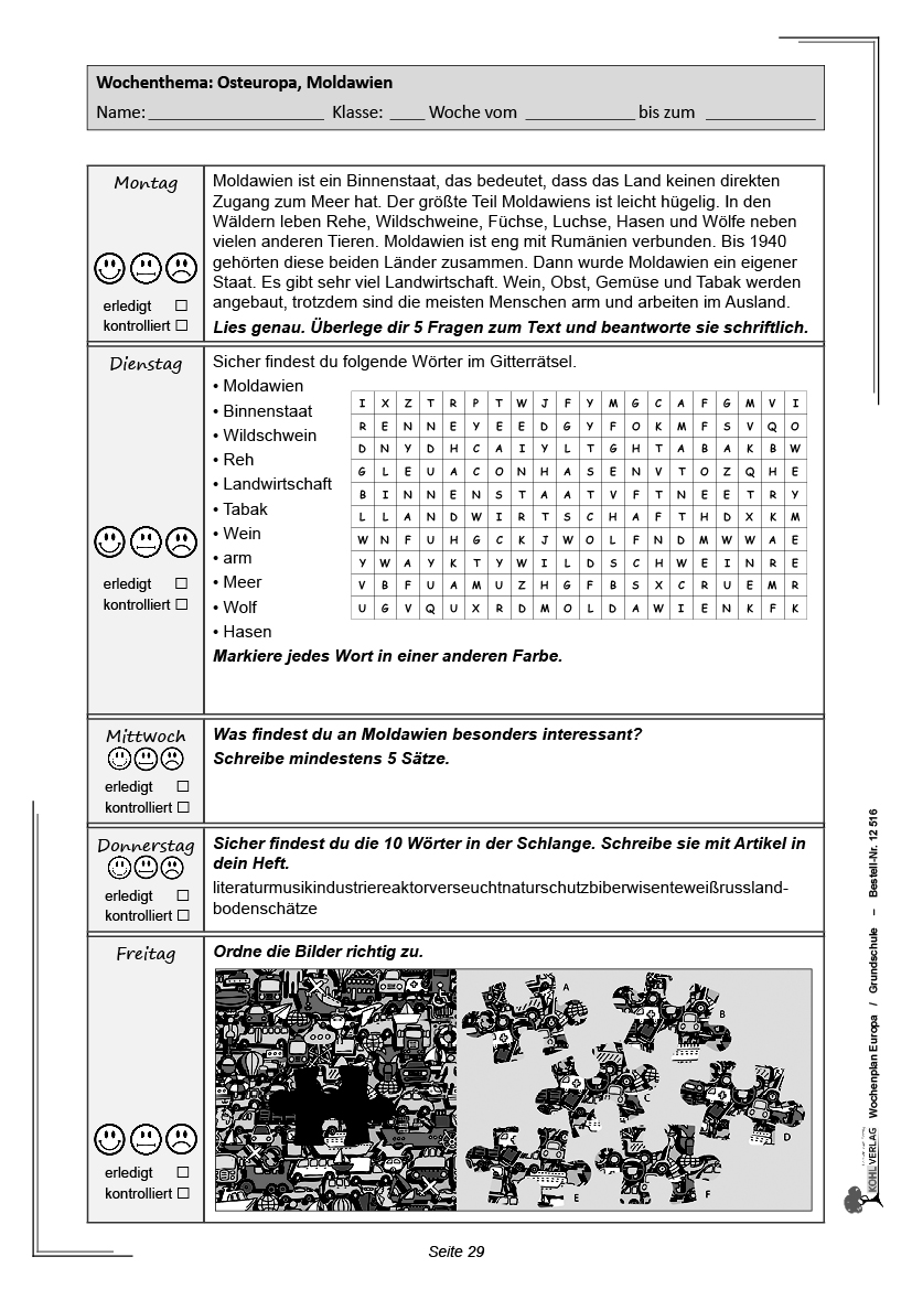 Wochenplan Europa