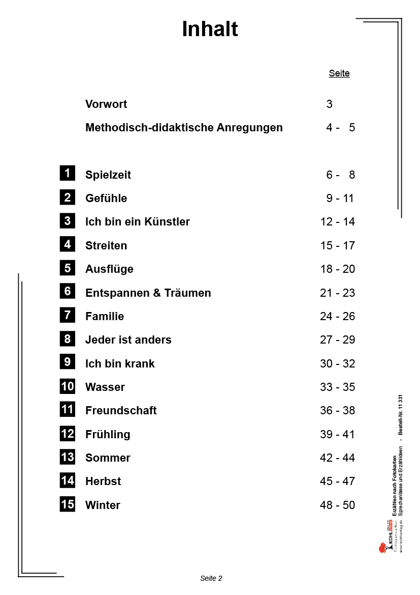 Erzählen nach Fotokarten