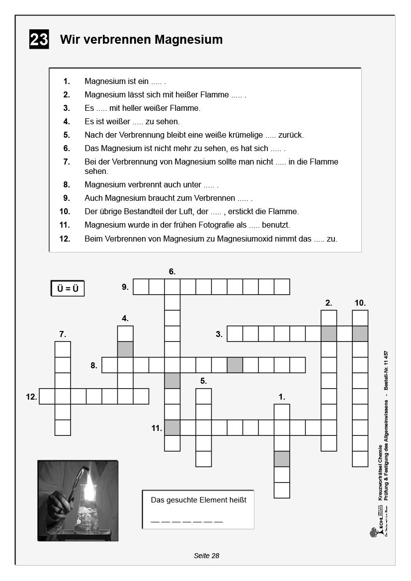 Kreuzworträtsel Chemie