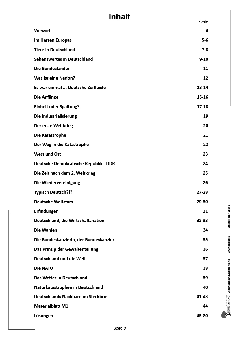 Wochenplan Deutschland