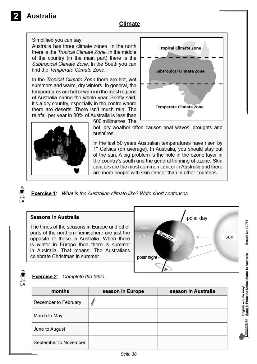 From the United States to Australia - English - quite easy! / Band 8