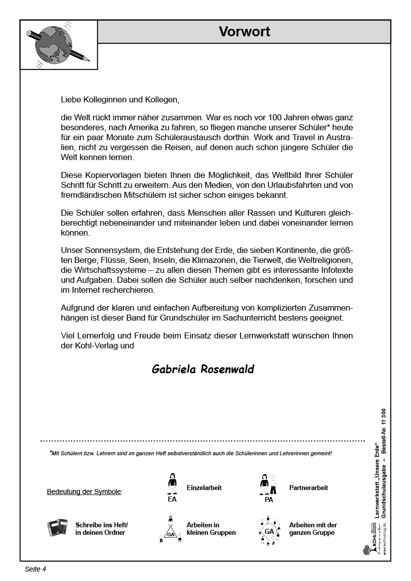 Lernwerkstatt Unsere Erde Lernwerkstatt Unsere Erde