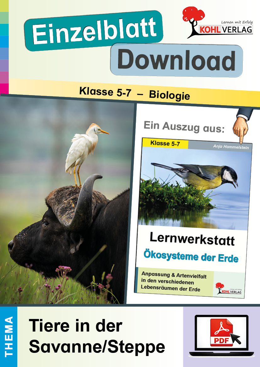Lernwerkstatt Ökosysteme der Erde / Tiere in der Savanne & Steppe