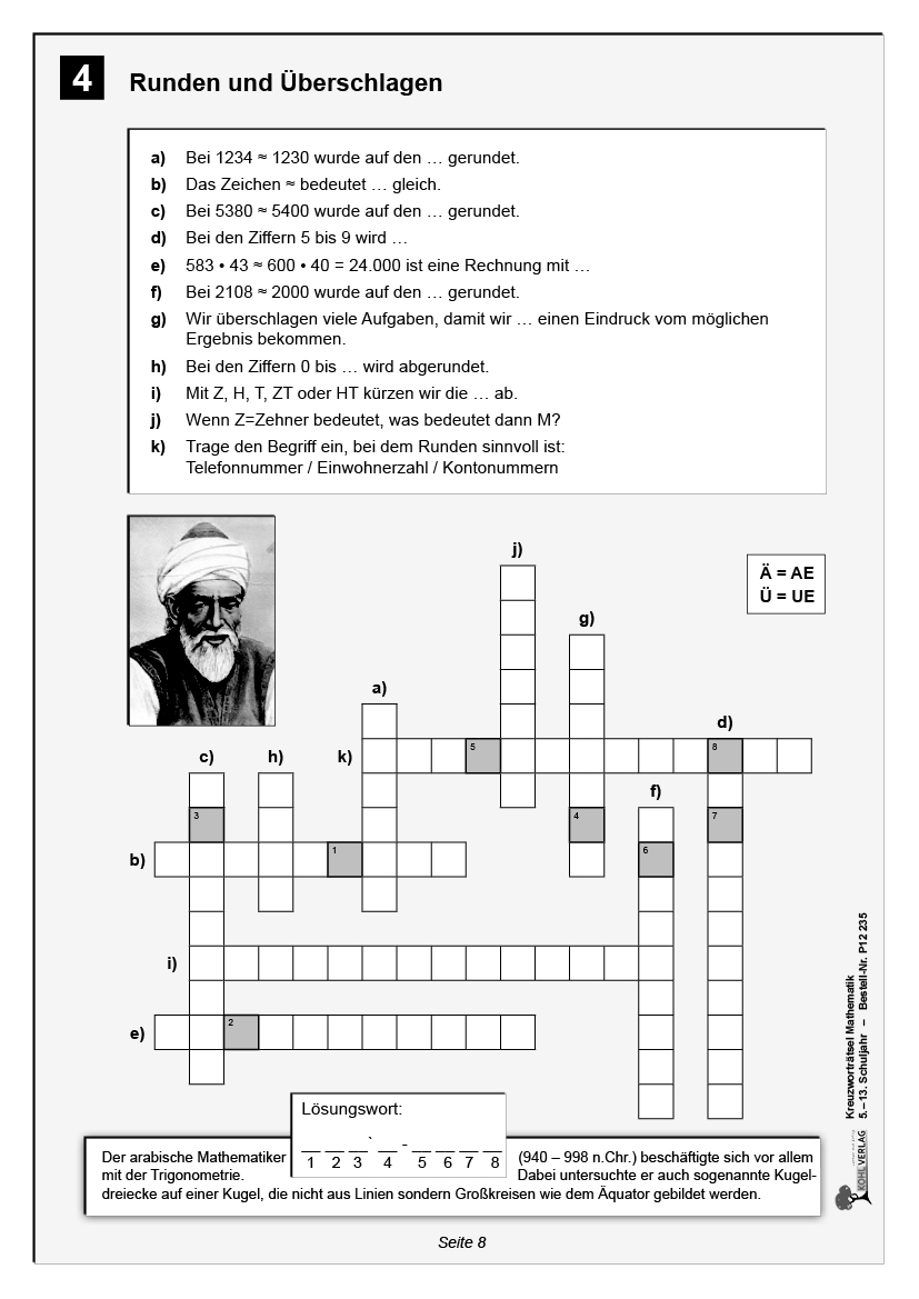 Kreuzworträtsel Mathematik