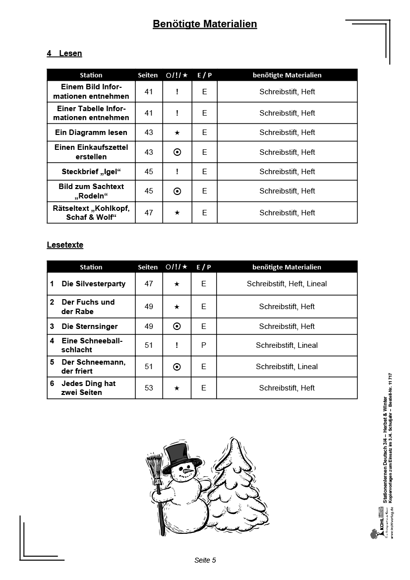 Stationenlernen Deutsch - Herbst & Winter / Klasse 3-4