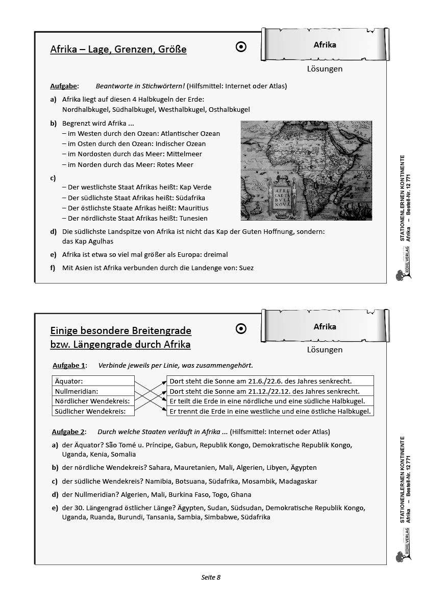 Stationenlernen Kontinente / Afrika