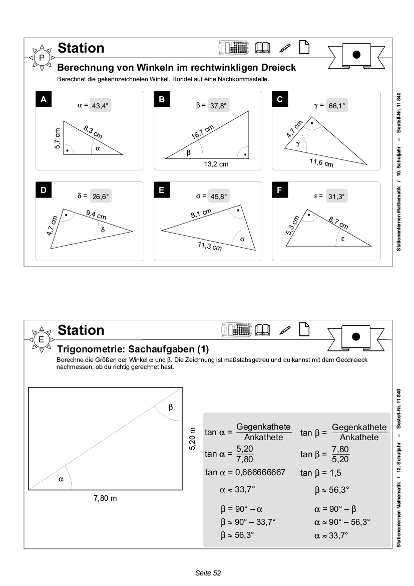 Stationenlernen Mathe / Klasse 10