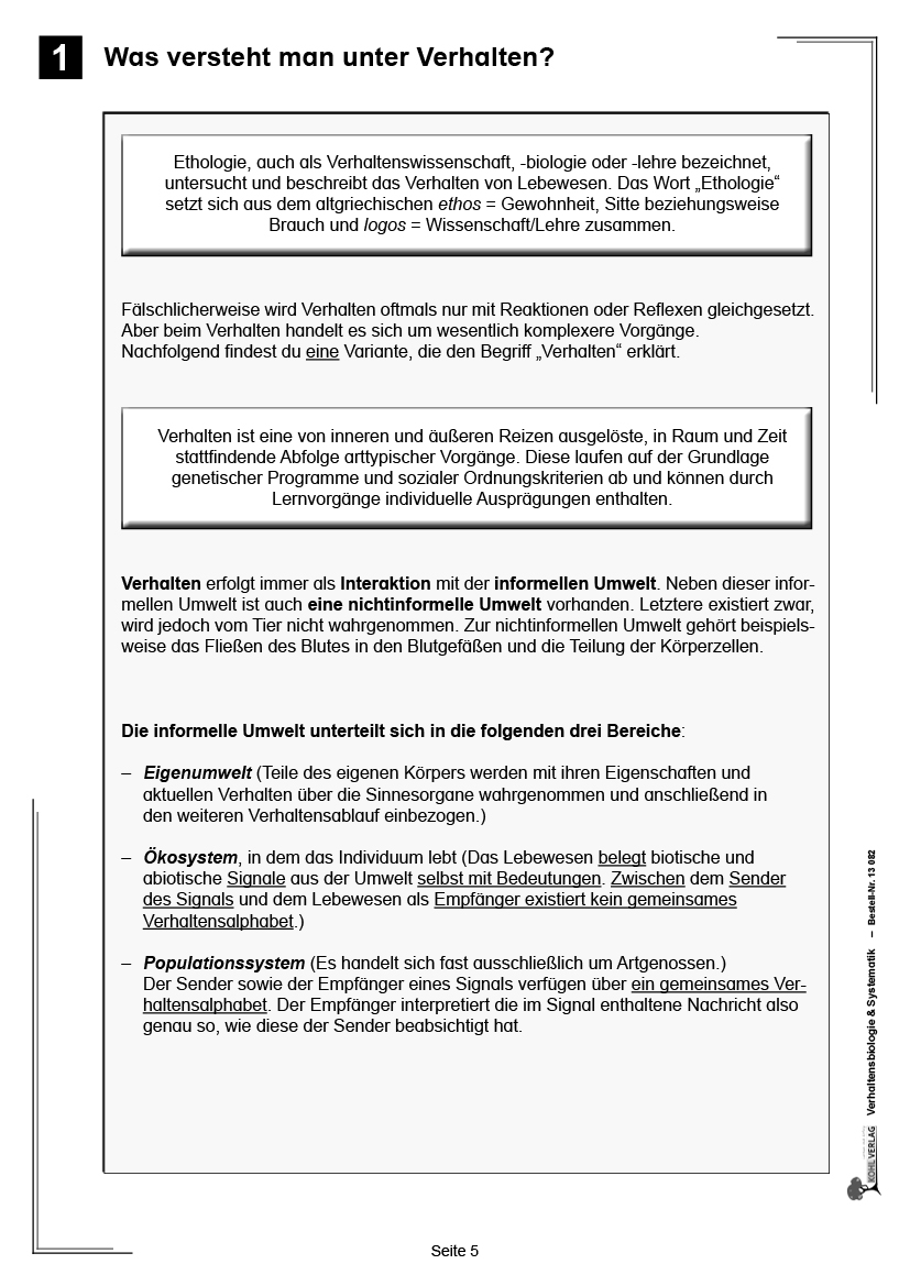 Verhaltensbiologie & Systematik