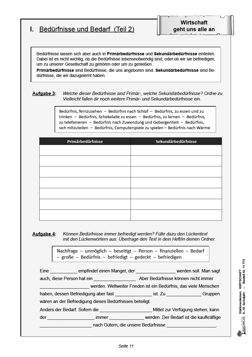 Stationenlernen Wirtschaft / Klasse 9-10