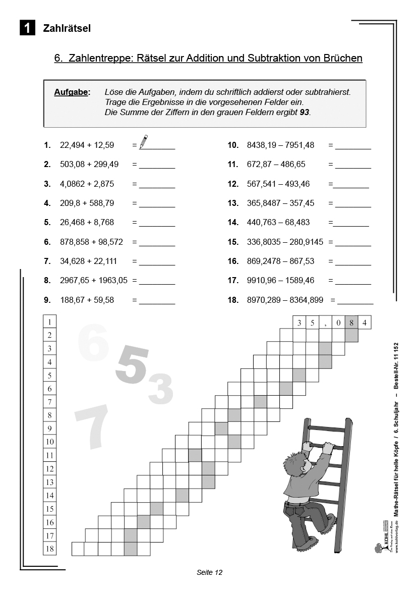 Mathe-Rätsel für helle Köpfe / Klasse 6