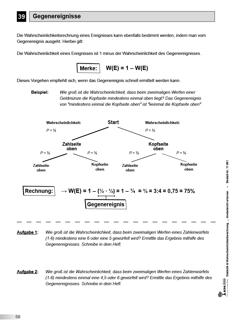 Statistik und Wahrscheinlichkeitsrechnung - ... kinderleicht erlernen