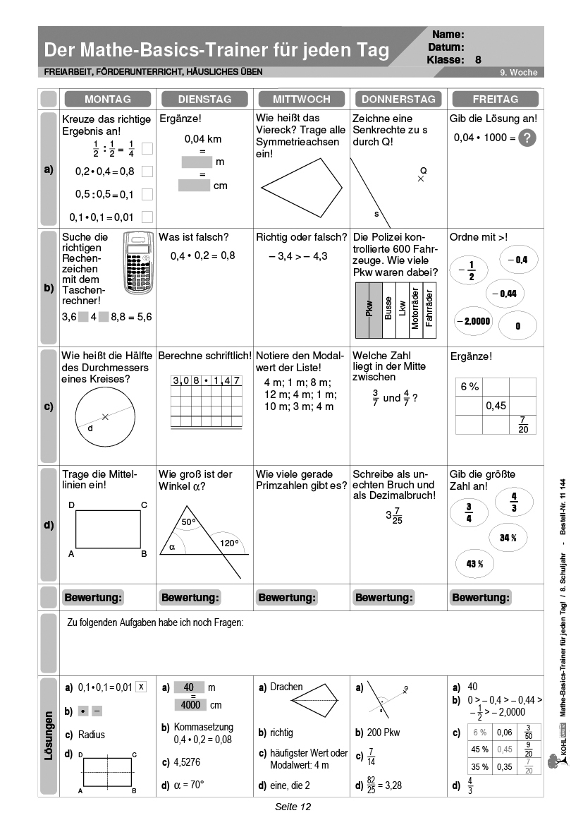 Mathe-Basics-Trainer / Klasse 8