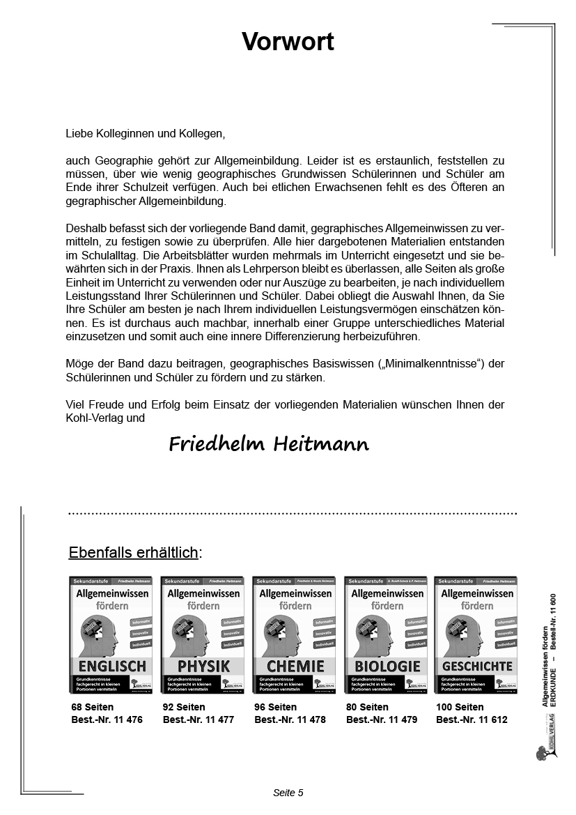 Allgemeinwissen fördern ERDKUNDE