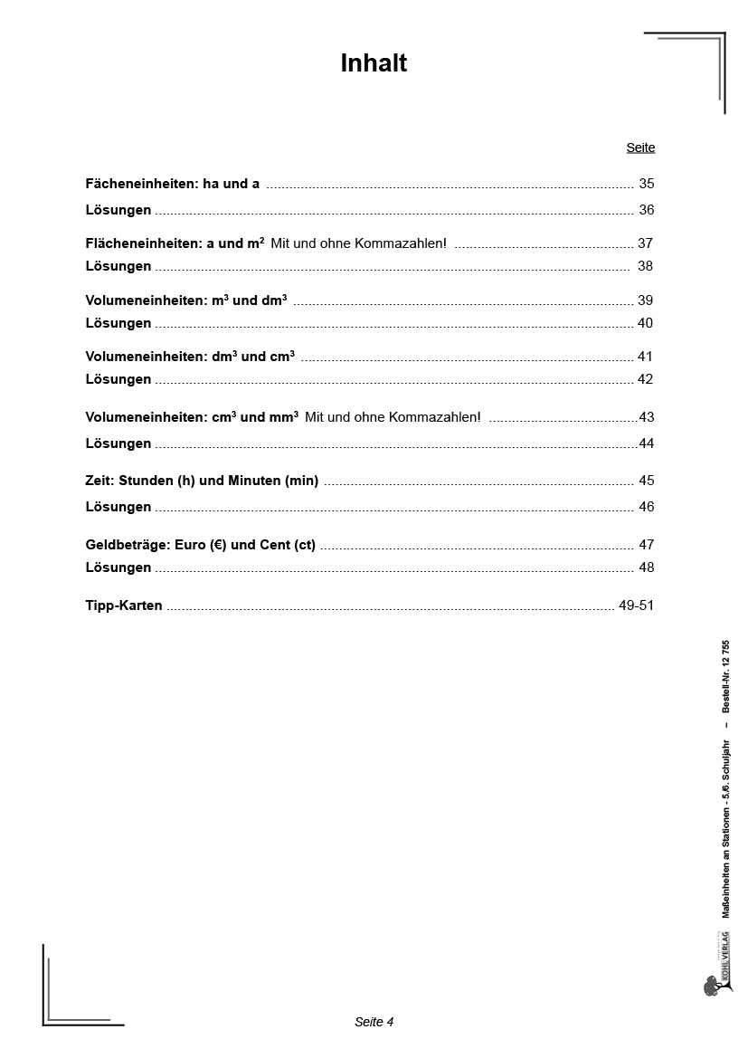 Maßeinheiten an Stationen / Klasse 5-6