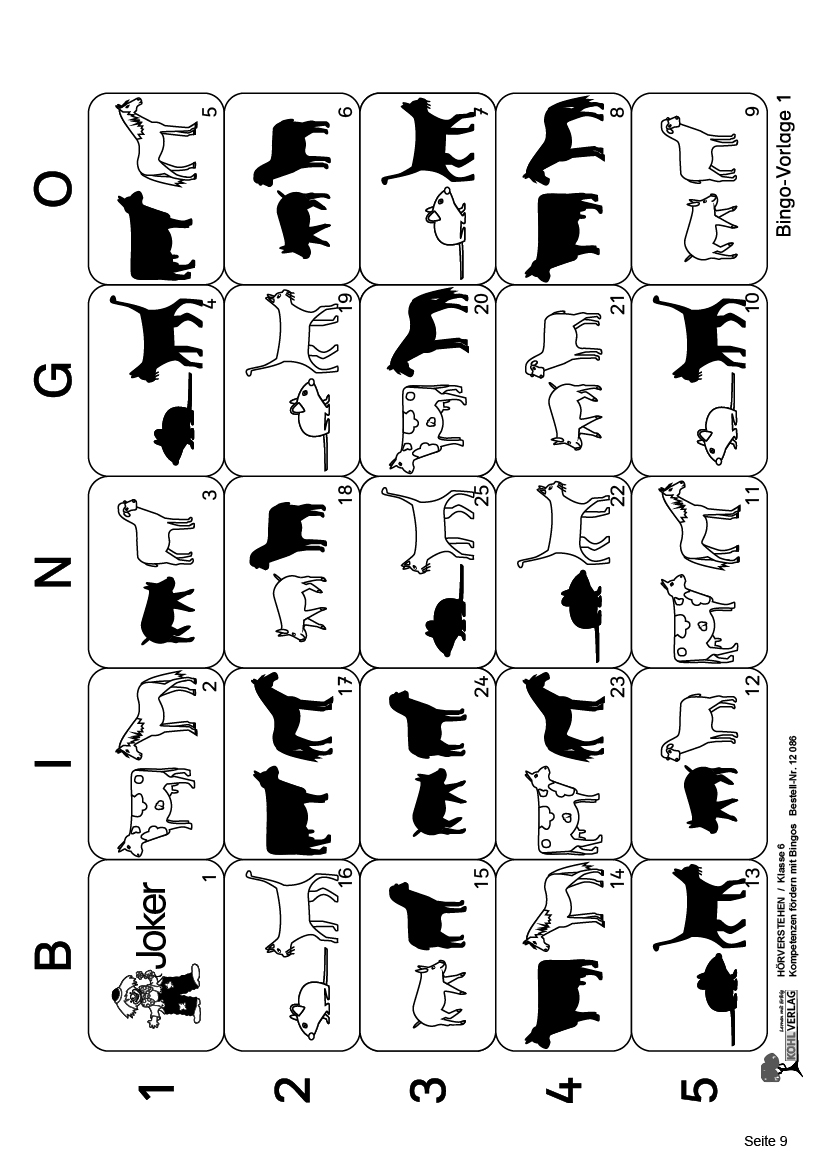 Hörverstehen-Bingo / Klasse 6