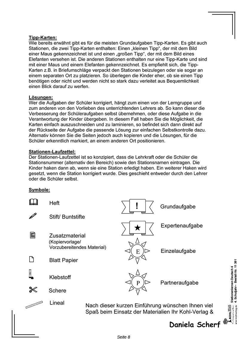 Stationenlernen Deutsch / Klasse 4