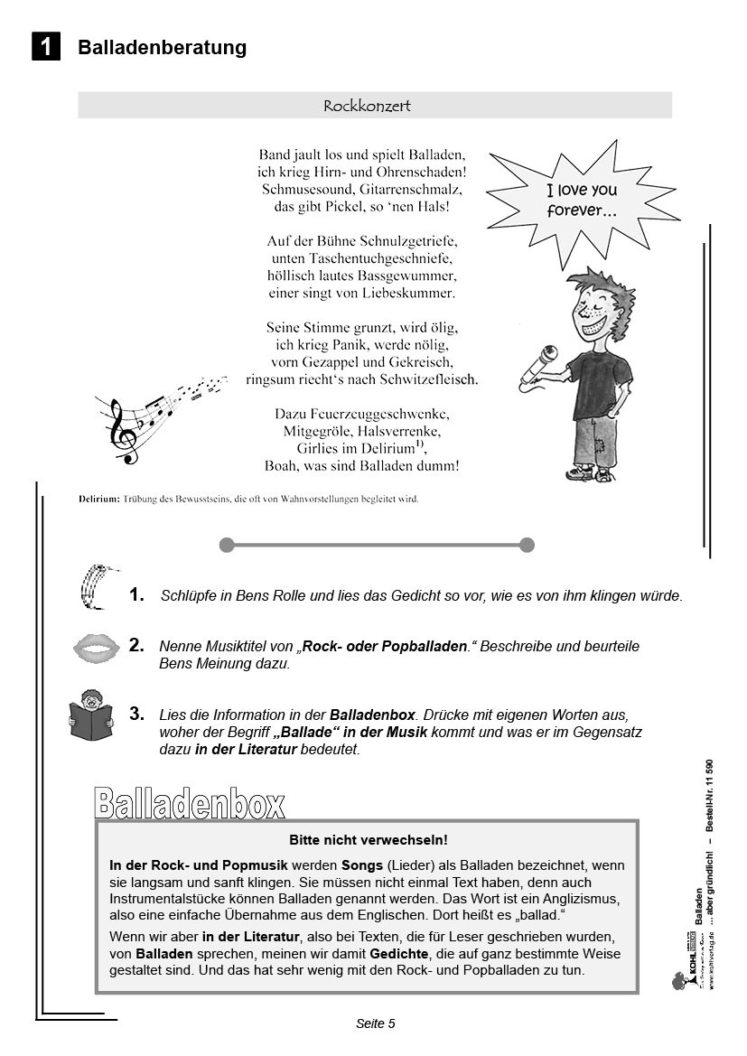 Balladen Klasse 7 Arbeitsblätter Mit Lösungen Balladen aber gründlich! - Präzise Infos & Motivierende Übungen