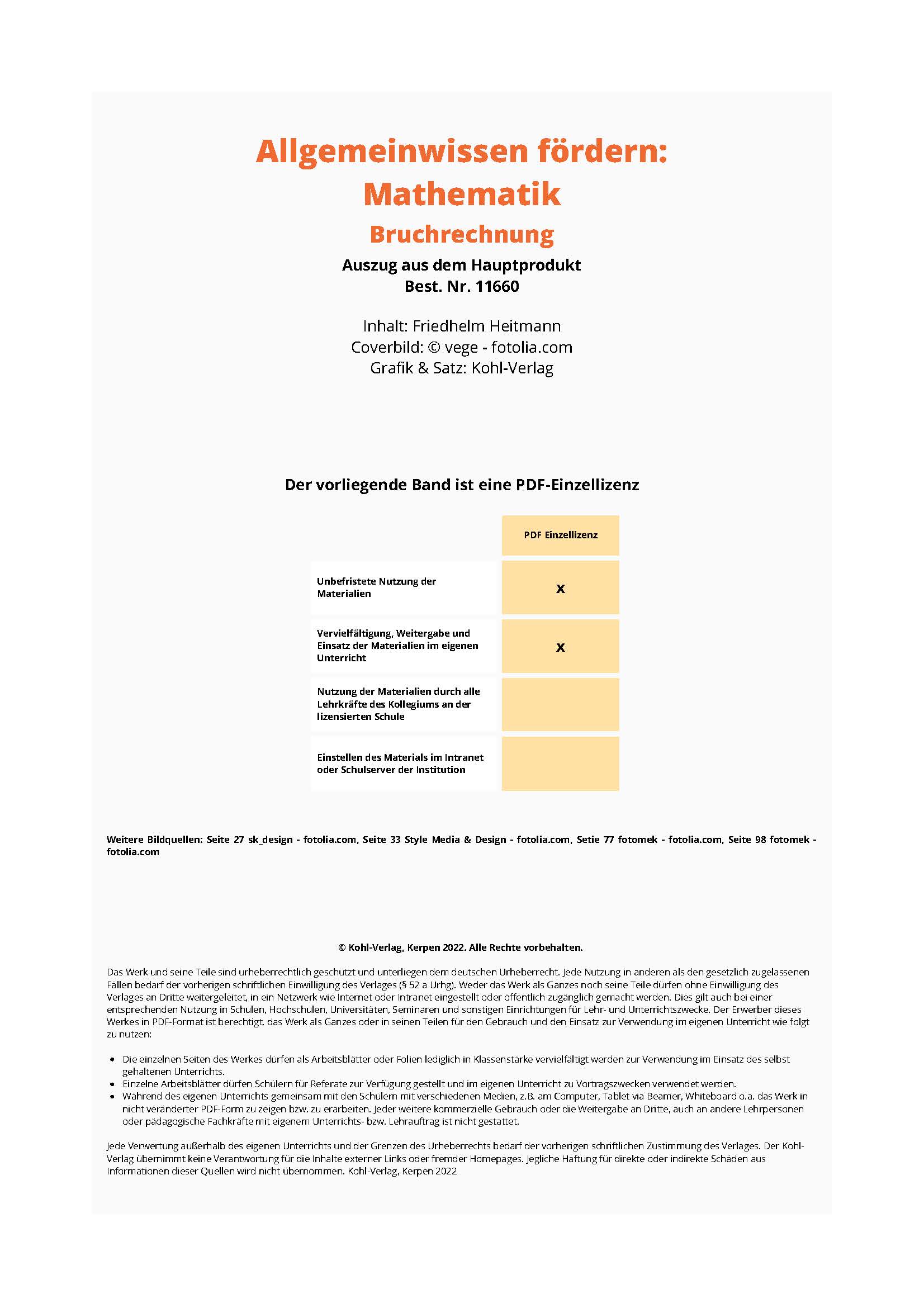 Allgemeinwissen fördern MATHEMATIK: Bruchrechnung