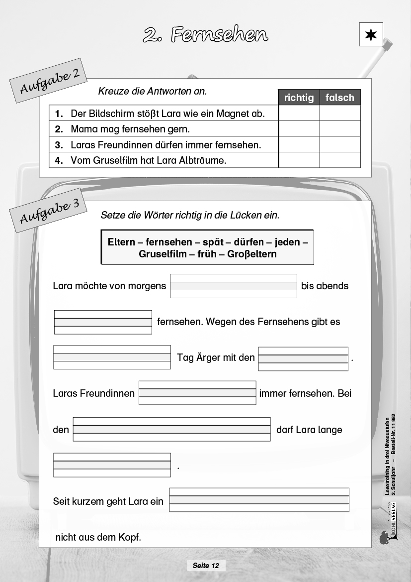 Lesetraining in drei Niveaustufen / Klasse 2