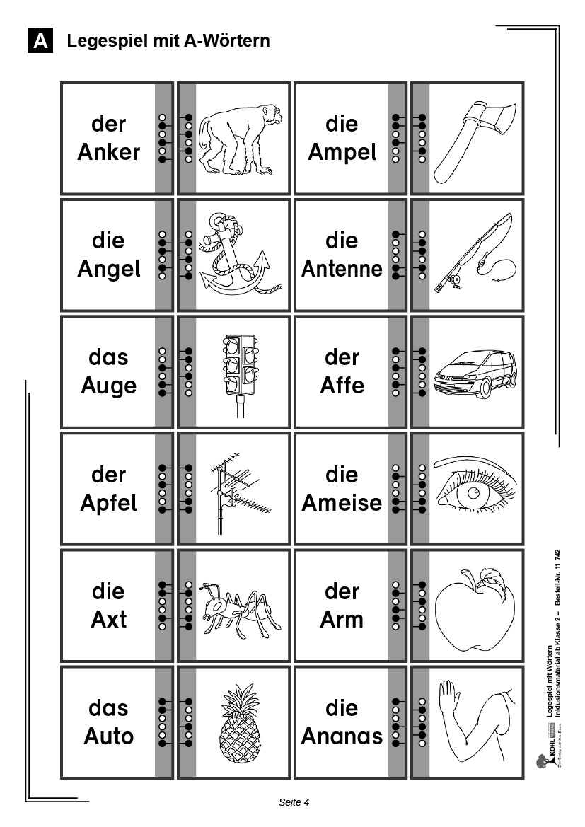 Legespiel mit Wörtern