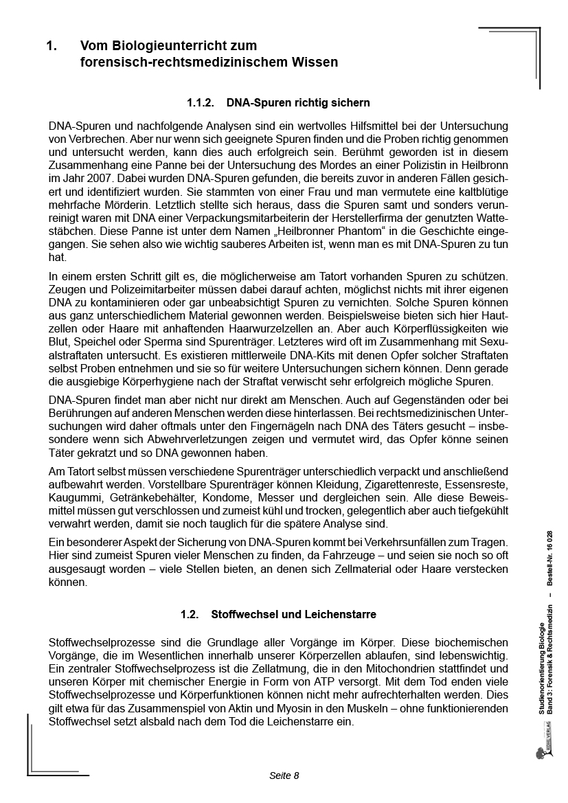 Studienorientierung Biologie - Band 3: Forensik & Rechtsmedizin