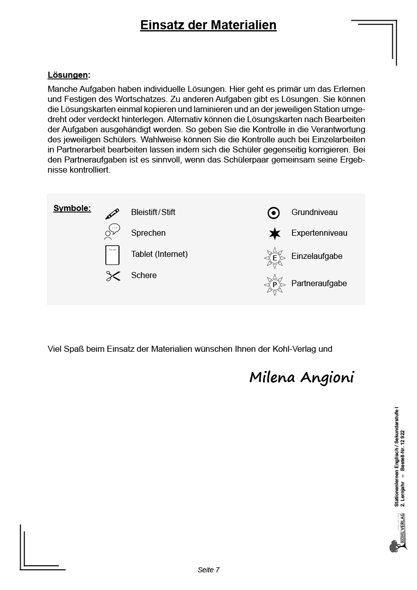 Stationenlernen Englisch / 2. Lernjahr