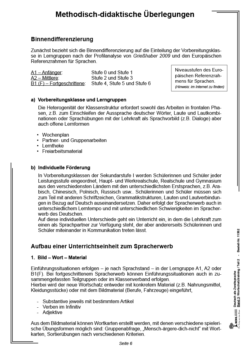 Deutsch als Zweitsprache in Vorbereitungsklassen III