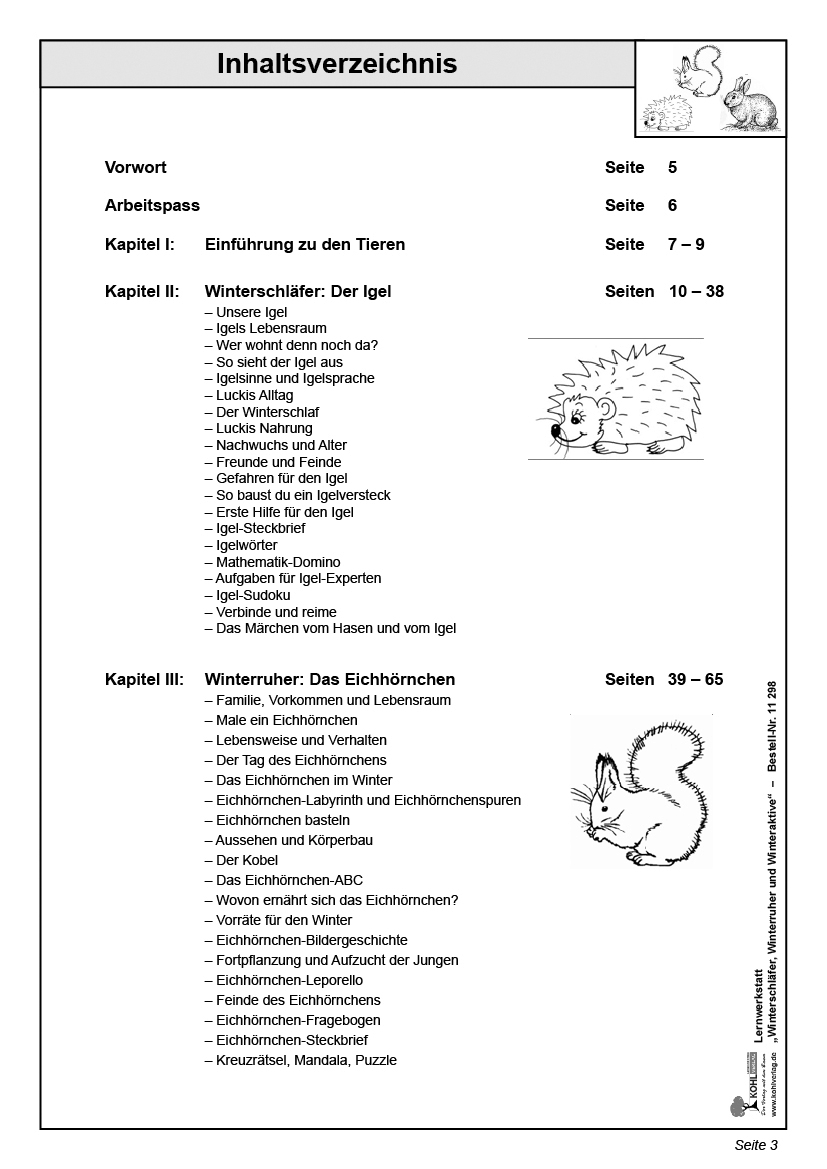 Lernwerkstatt Winterschläfer, Winterruher & -aktive