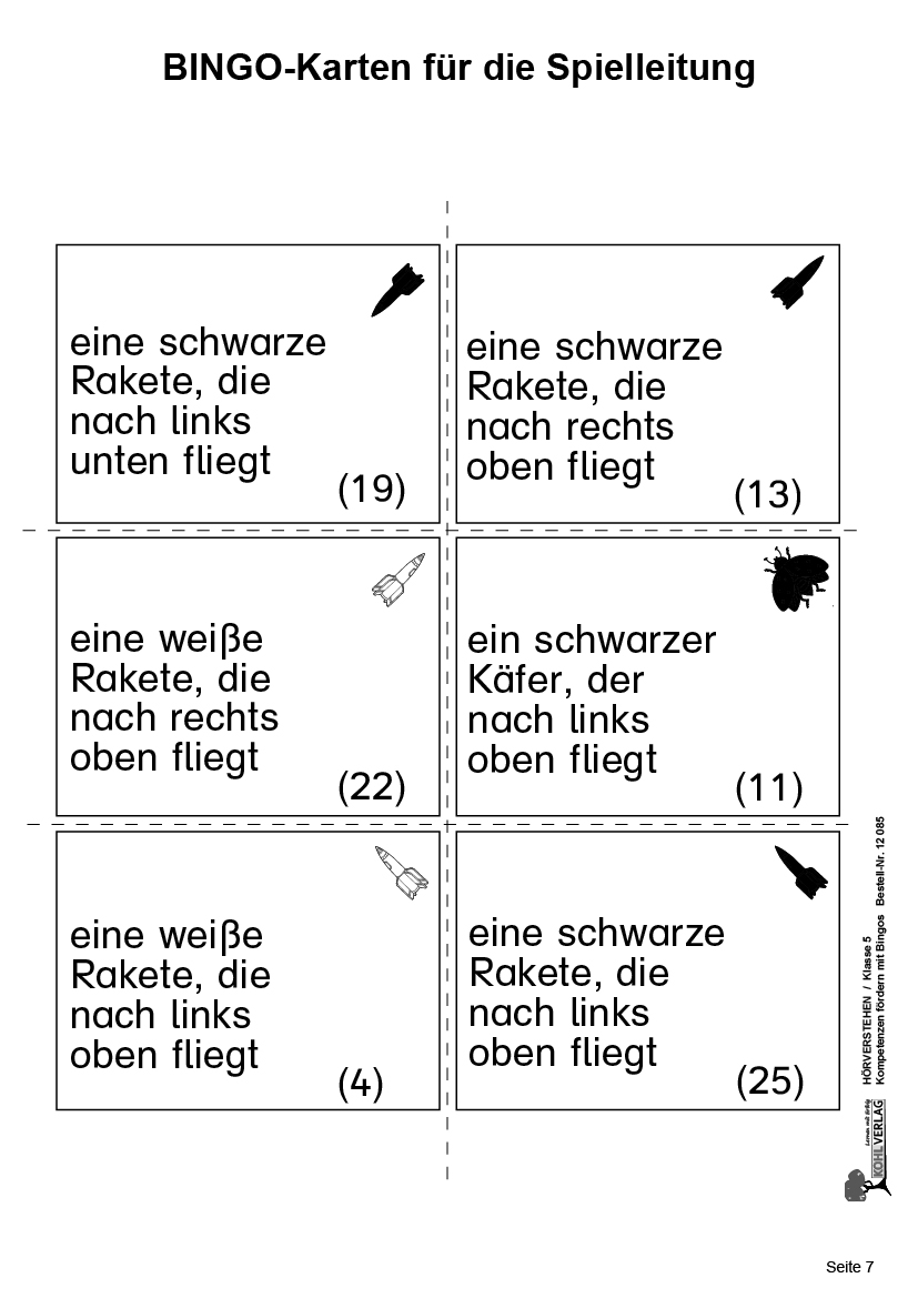 Hörverstehen-Bingo / Klasse 5