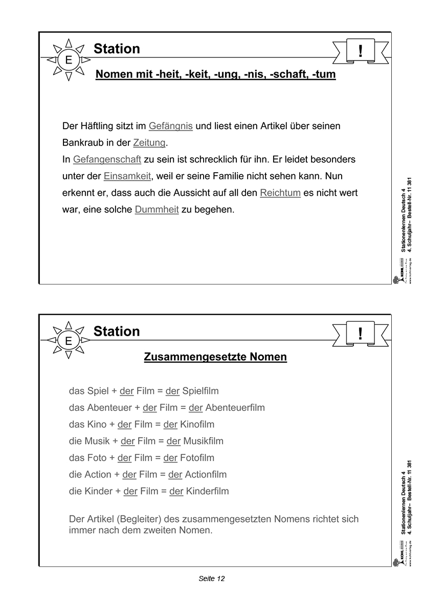 Stationenlernen Deutsch / Klasse 4