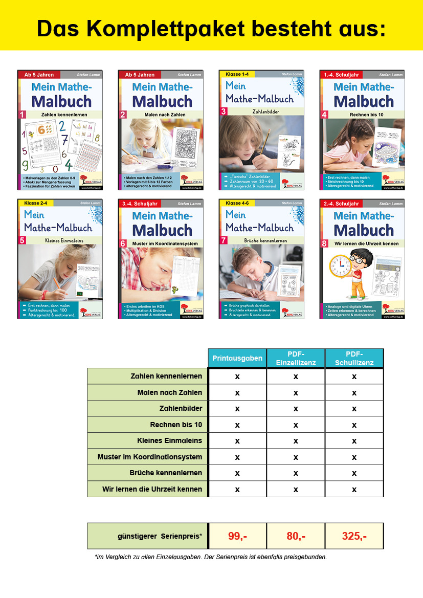Komplettpaket* Mein Mathe-Malbuch