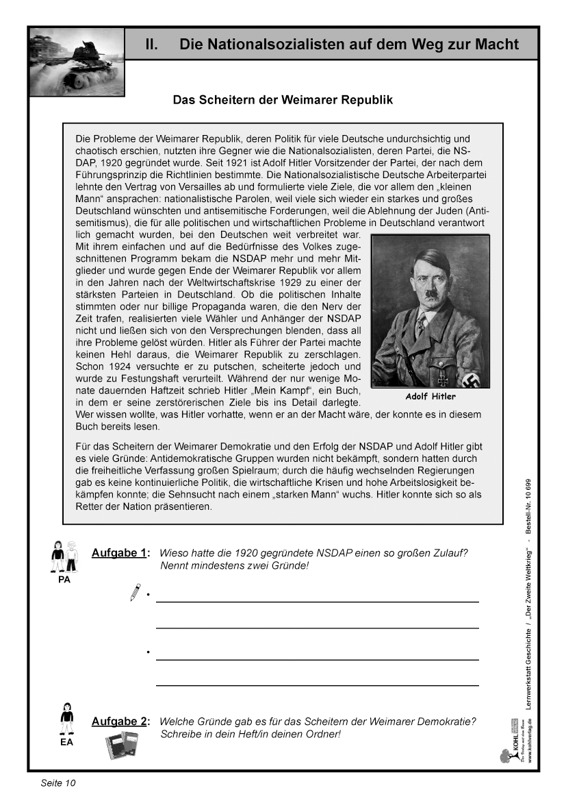 Lernwerkstatt "Blitzkrieg" - Der Zweite Weltkrieg Lernwerkstatt "Blitzkrieg" - Der Zweite Weltkrieg