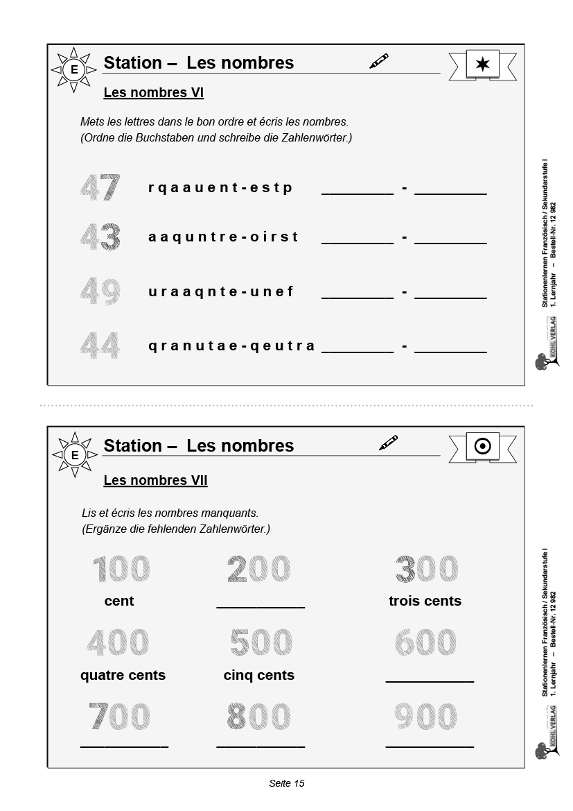 Stationenlernen Französisch I  /  Sekundarstufe