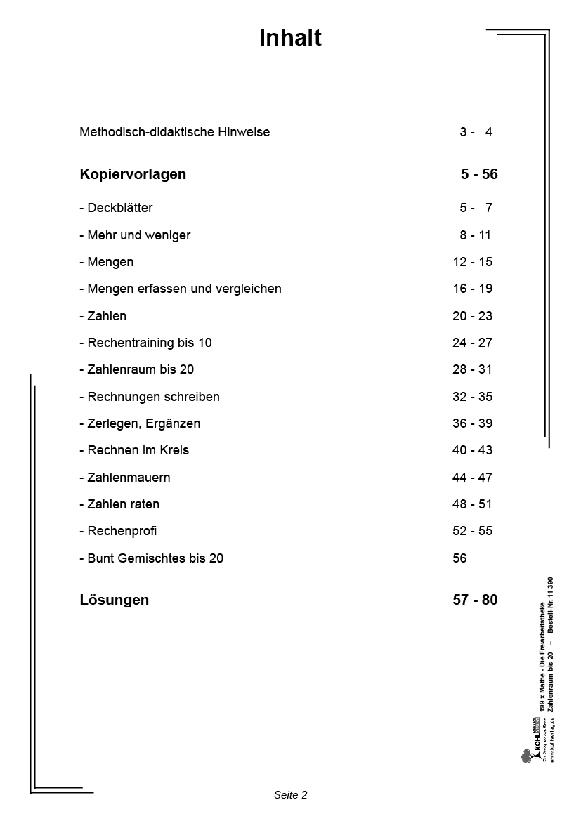 199x Mathe - Die Freiarbeitstheke - Zahlenraum bis 20