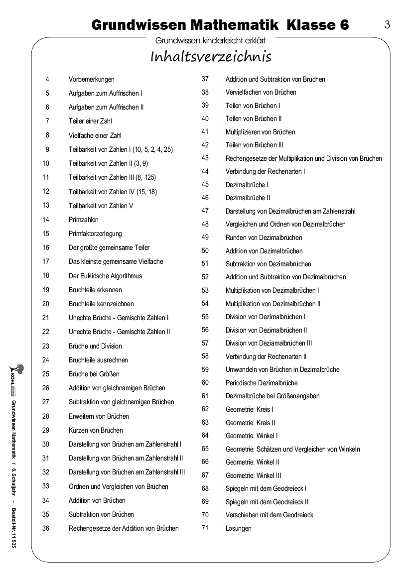 Grundwissen Mathematik / Klasse 6